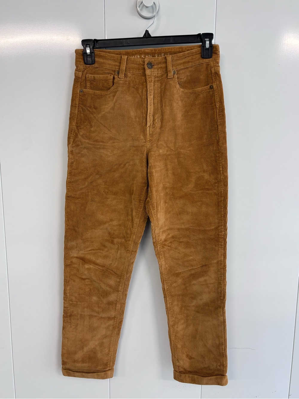 American Eagle Mom Jean Corduroy Pants Womens Size 6 Brown Super Stretch H-Rise